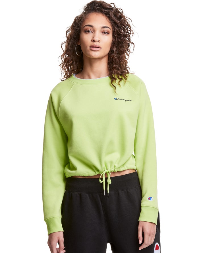 Champion Campus Fleece Cropped Crew Embroidered Script Logo Sweatshirt Dames - Groen - Belgie 8263YC